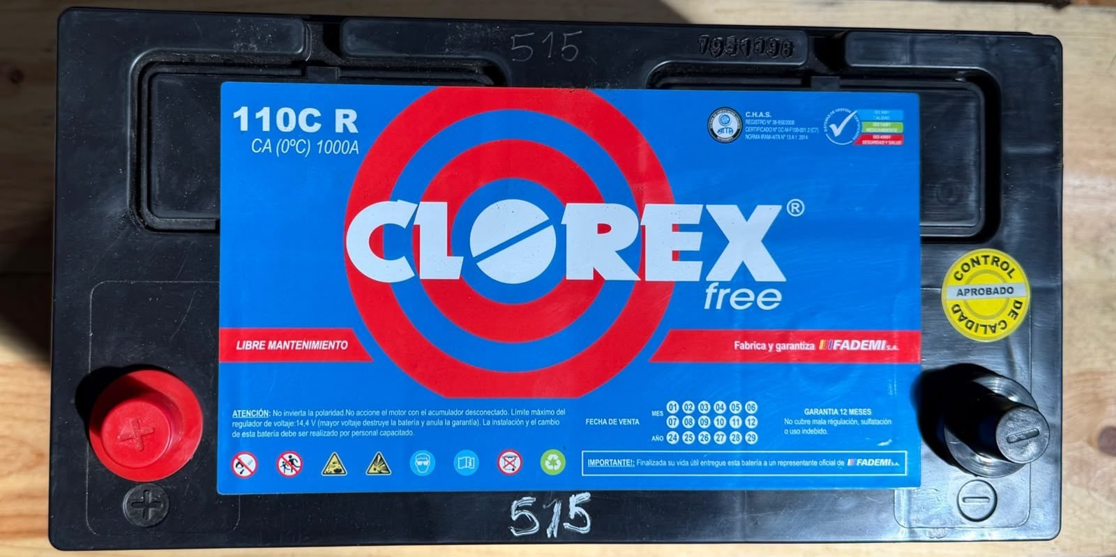 Bateria Clorex 12v/110 CR