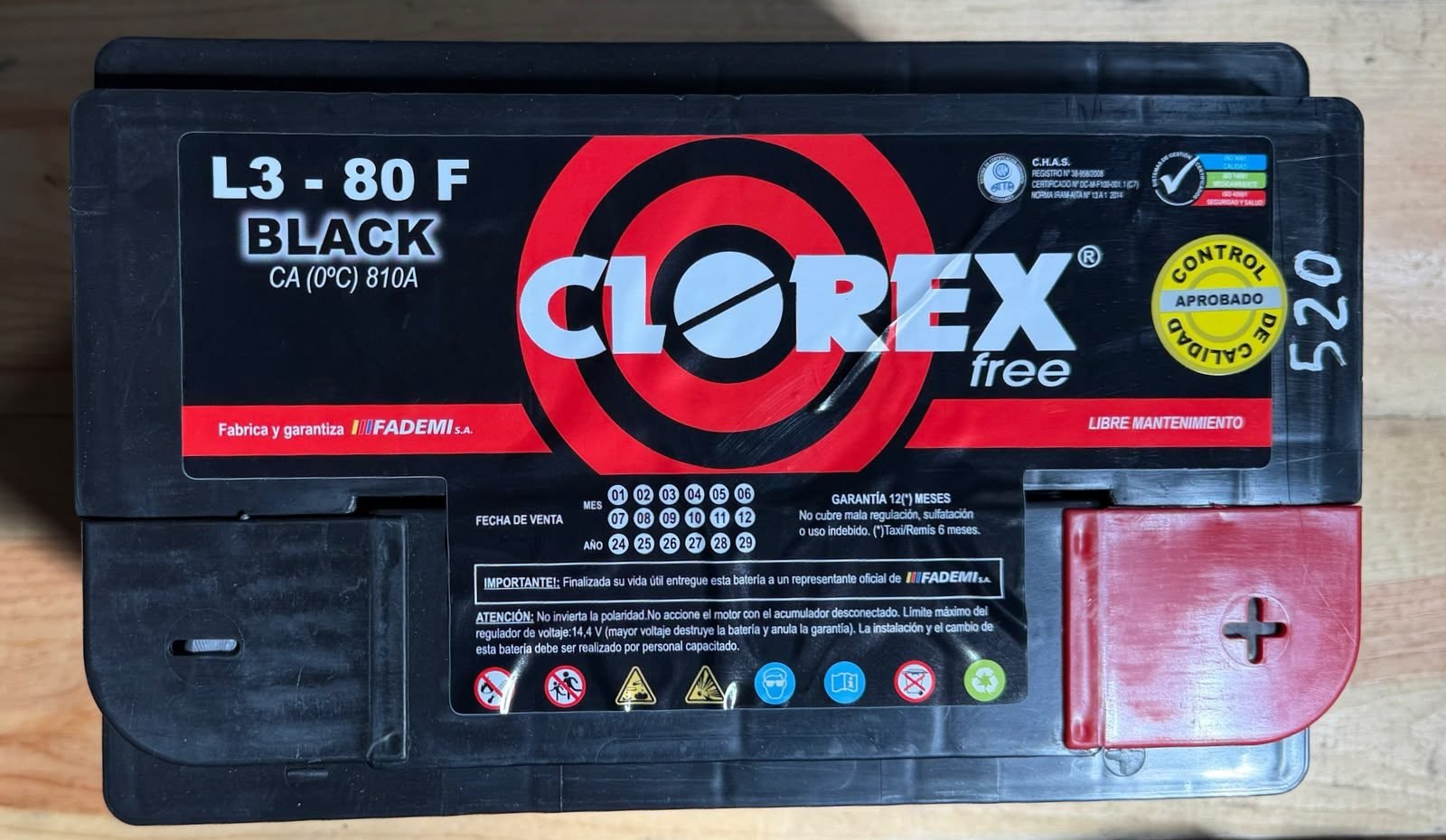 Bateria Clorex 12v/80 L3